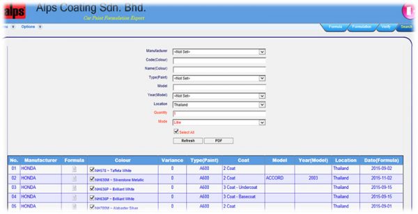 Formulation Search - Alpscoating